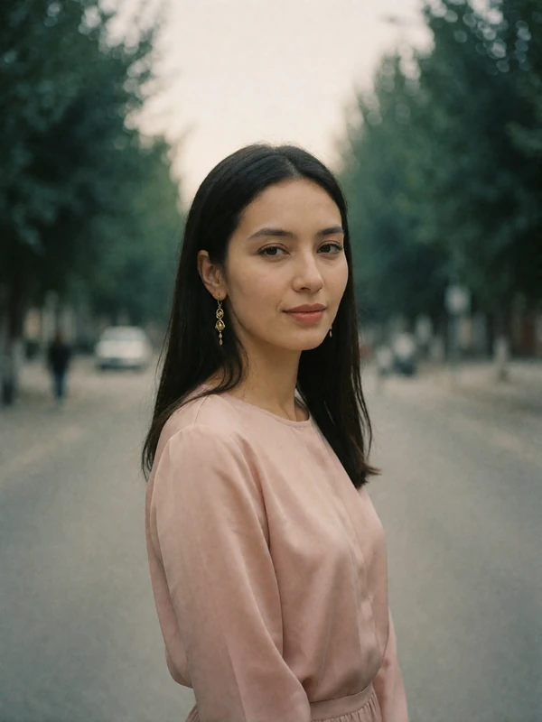 Tajik woman in her late twenties wearing a pale rose blouse, an example EasternSingles member profile photo