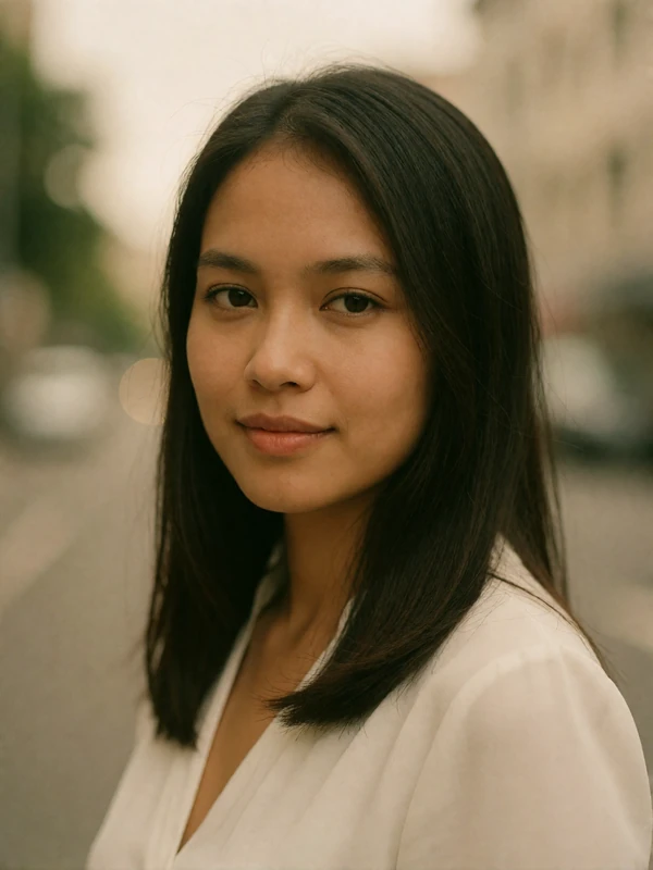 Filipina woman in her mid twenties wearing a white blouse, an example EasternSingles member profile photo