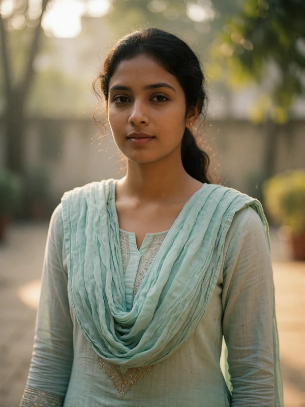 Bangladeshi woman in her mid twenties wearing a pale cotton kameez, an example EasternSingles member profile photo