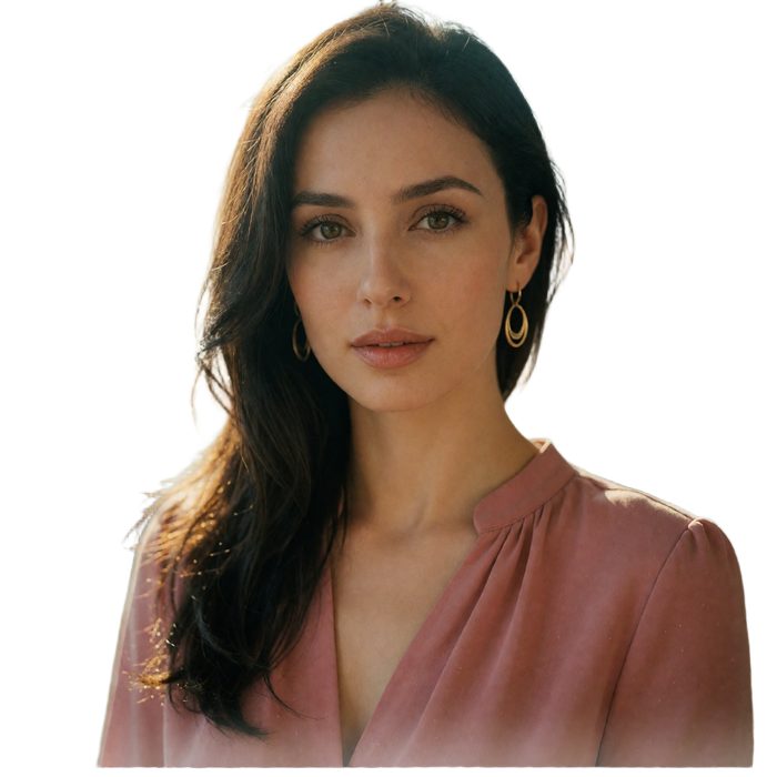 Armenian woman in a rose-toned blouse with a composed, confident expression